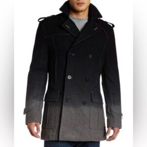 Volcom Men’s Brozow Wool Blend Black Charcoal Gradient Fully Lined Coat Size L